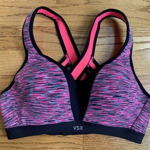 Victoria’s Secret 34B Sports Bra w/ Strappy Back in Pink/ Black Spacedye